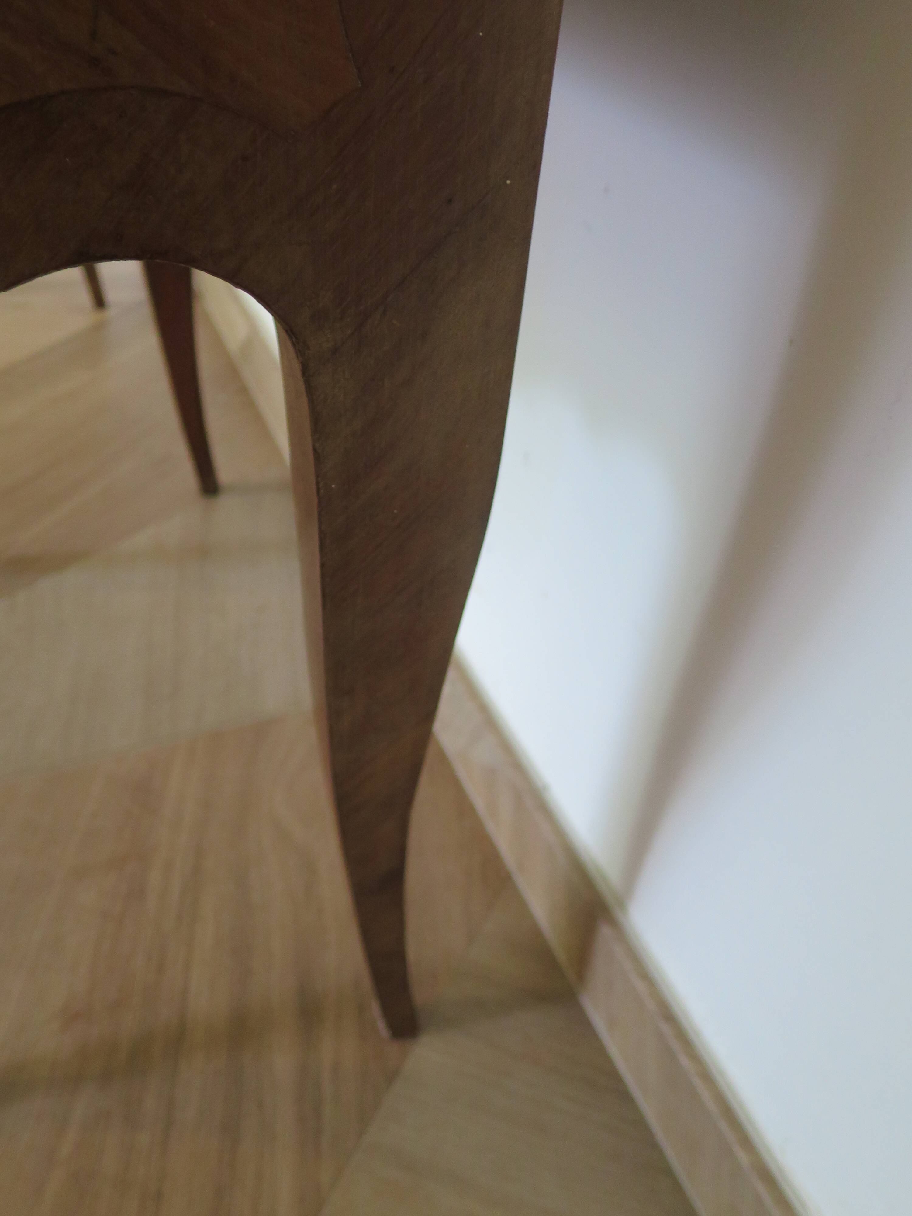 Pair of 2 Louis XV bedside tables - marquetry - 2 drawers - pink marble