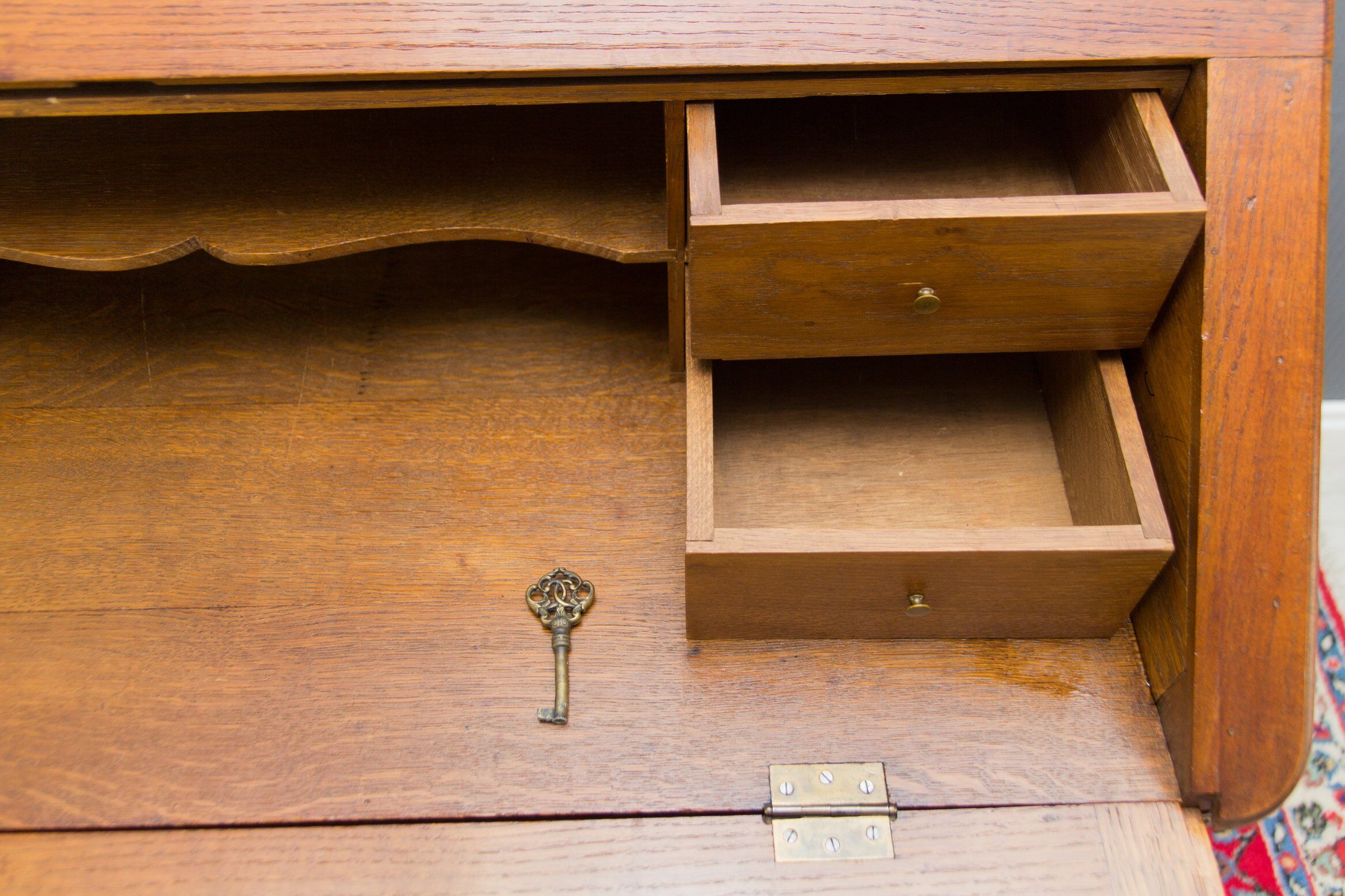 Louis XV style carved oak secretary 1930s