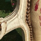 Pair of Louis XV period lacquered cabriolet armchairs, 18th century