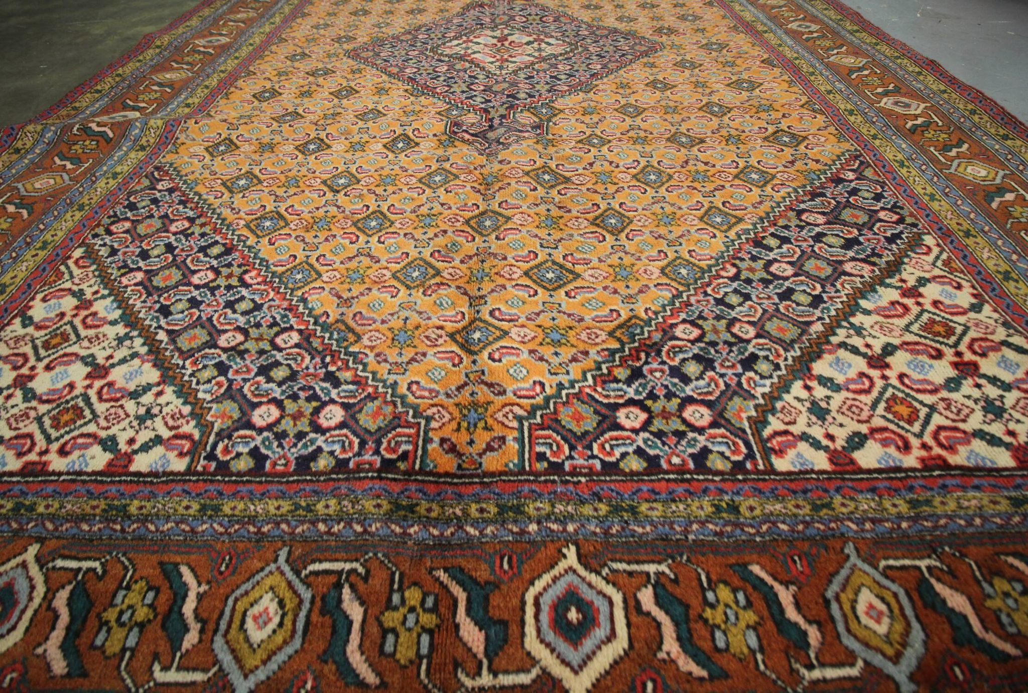 Vintage persian living room rug handwoven red wool ardebil carpet area rug- 197x292cm