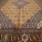 Vintage persian living room rug handwoven red wool ardebil carpet area rug- 197x292cm