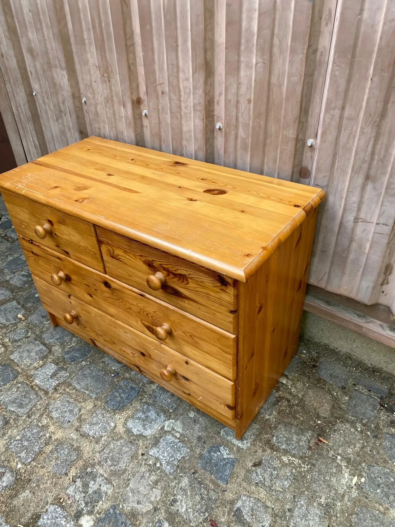 4-Drawer Chest in Solid Pine — Scandinavian / Chalet Style 1980