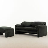 2-seater sofa & footstool maralunga by Vico Magistretti, Cassina