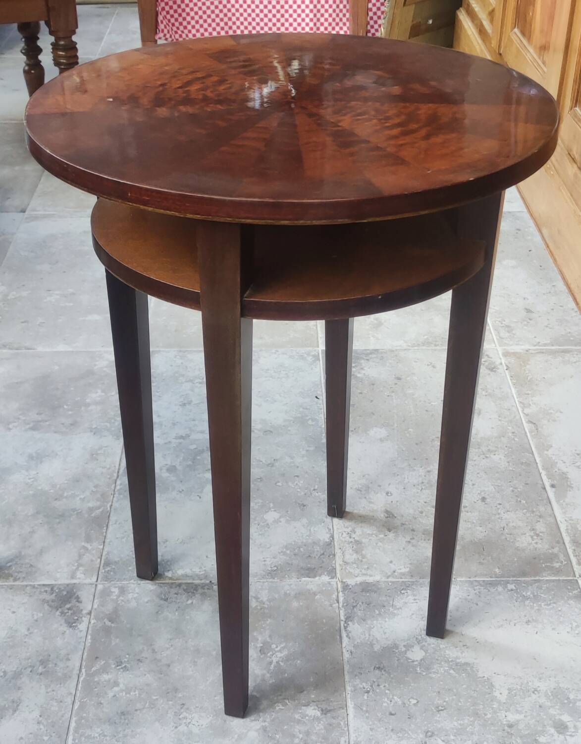 Pair of antique Art Deco pedestal tables, end tables, side tables