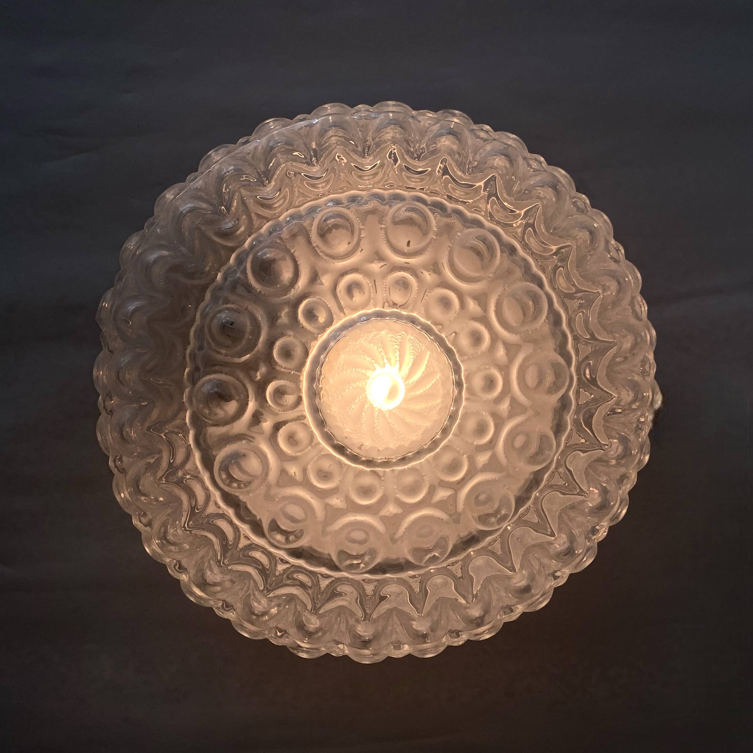 Round wall light ceiling light whitened glass porthole 1970 1980