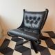 "Lounge chair 'Falcon' in black leather by Sigurd Ressel, Norway"