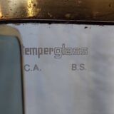 Vintage fireplace screen in smoked glass and gold-tone metal