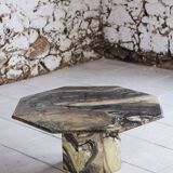 Octagonal coffee table in Cipollino Italian marble, 1980