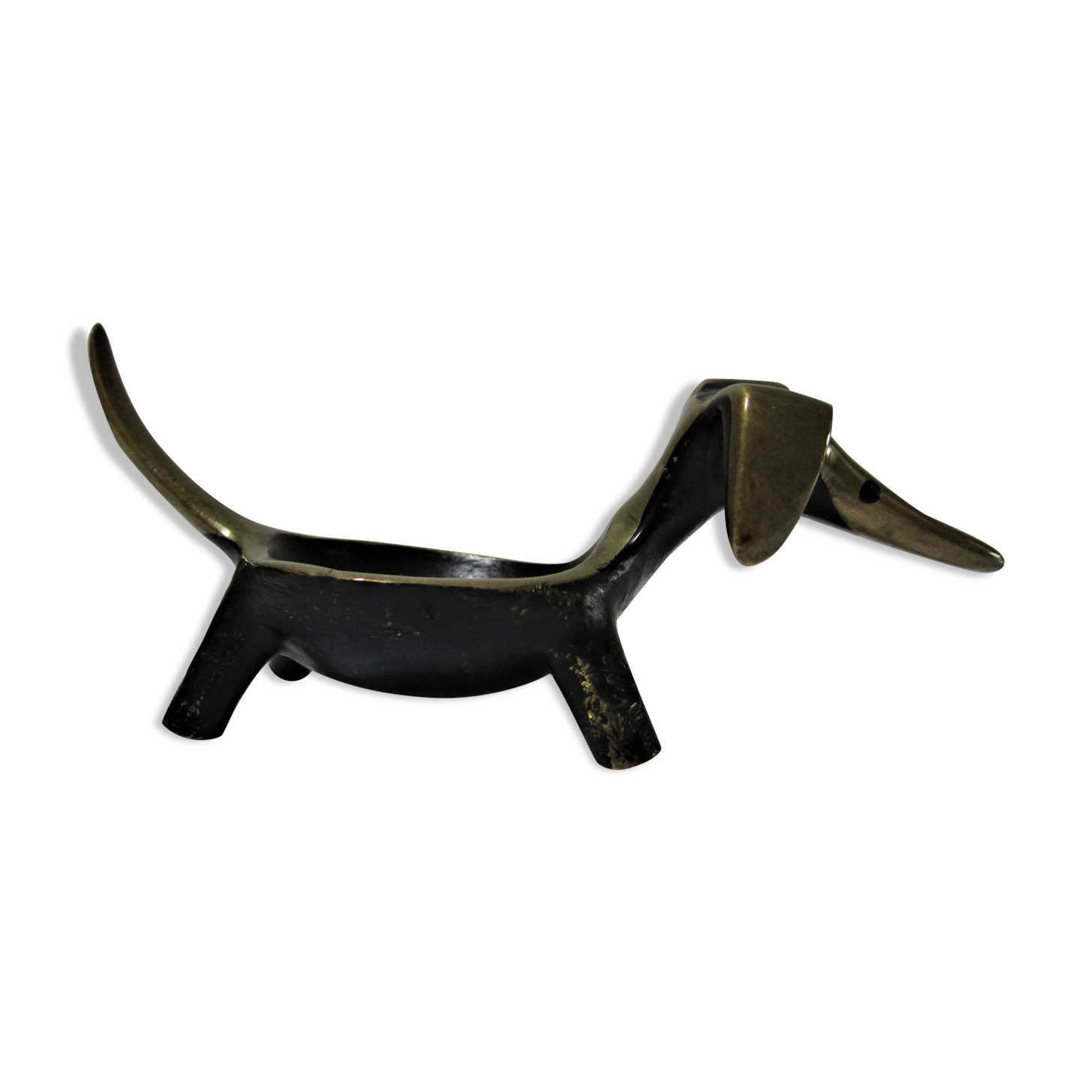 Zoomorphic bronze dachshund ashtray 50s