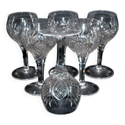 Set of 6 white wine glasses 1900 in cut crystal BACCARAT model 9157 catalog 1907 H13.5