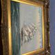 Maritime tableau 3 masts gold frame, sculpted