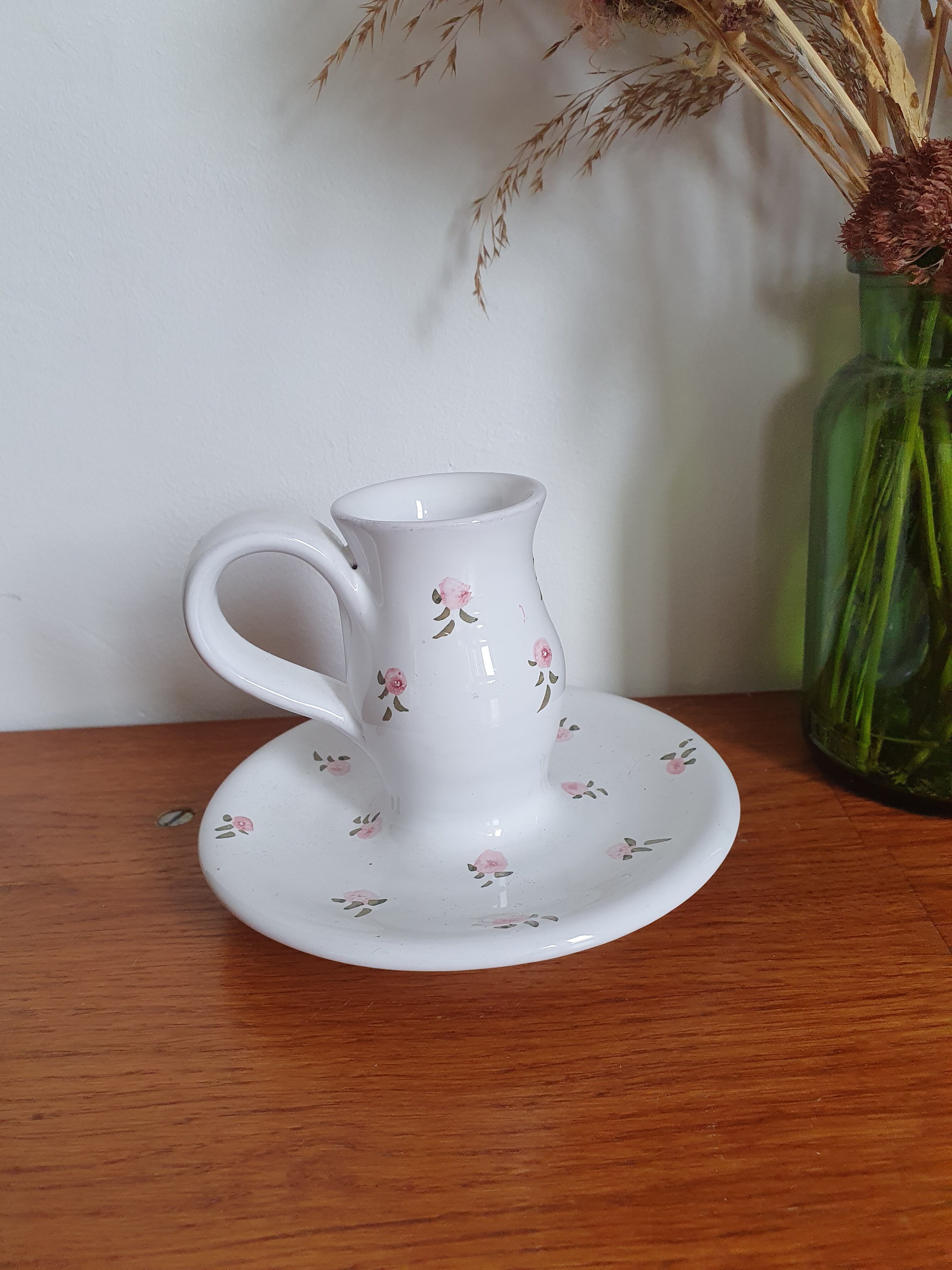 Ceramic candle holder flowers pattern