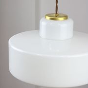 Mid-century Italian White Glass and Brass Pendant Lamp