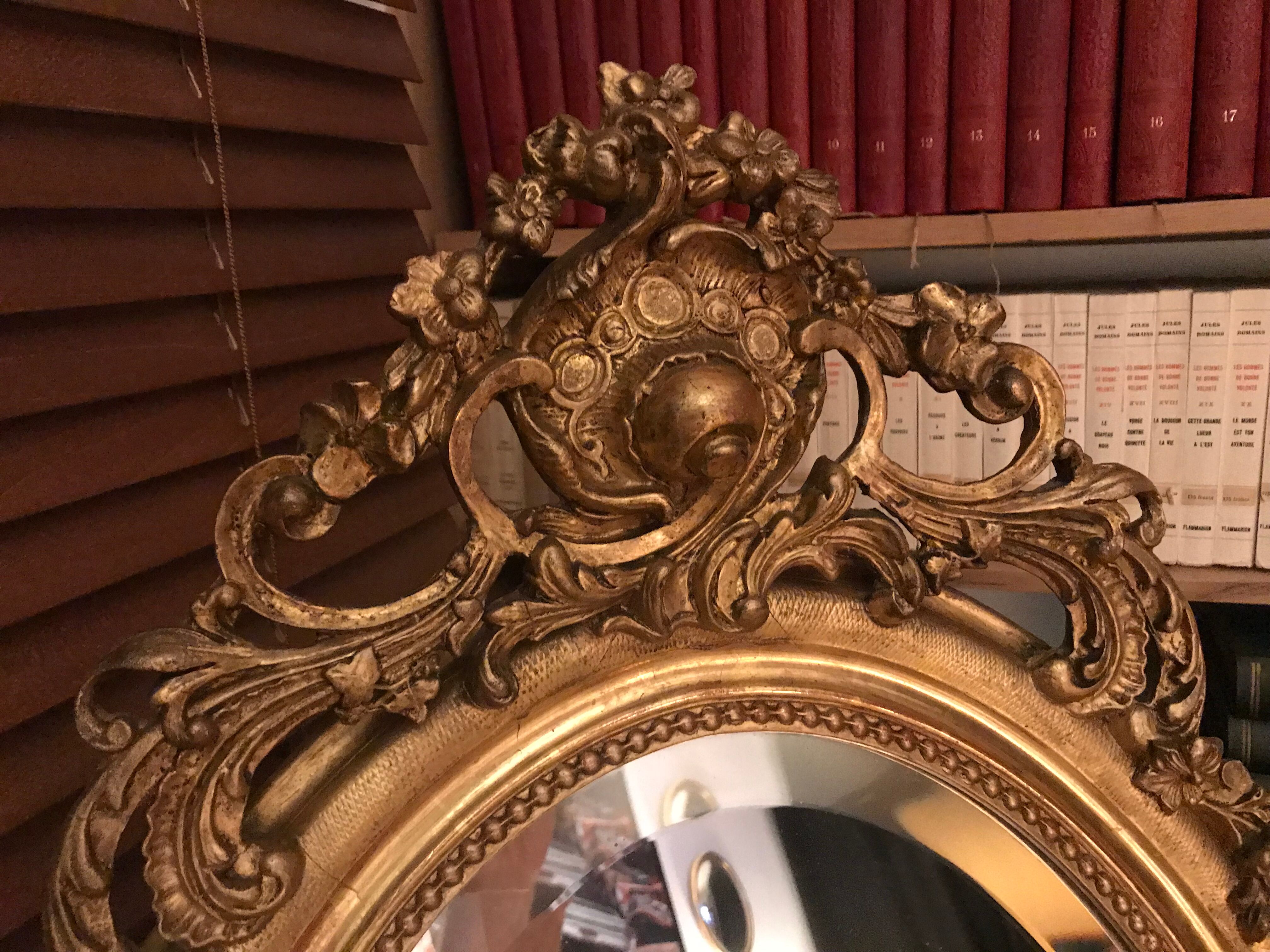Mirror oval gold leaf Louis XVI 52x90cm