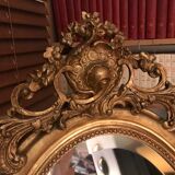 Miroir ovale feuille d’or Louis XVI 52x90cm