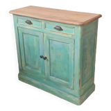 Buffet parisien patiné bleu vert