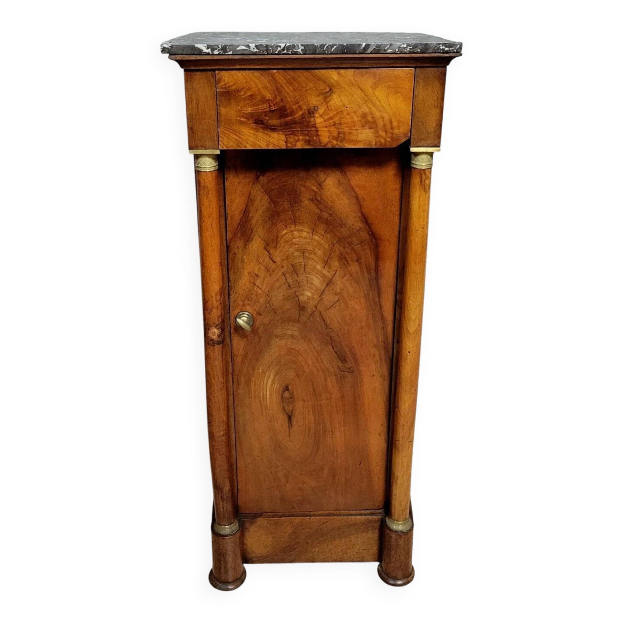 Empire period walnut bedside table or nightstand circa 1800