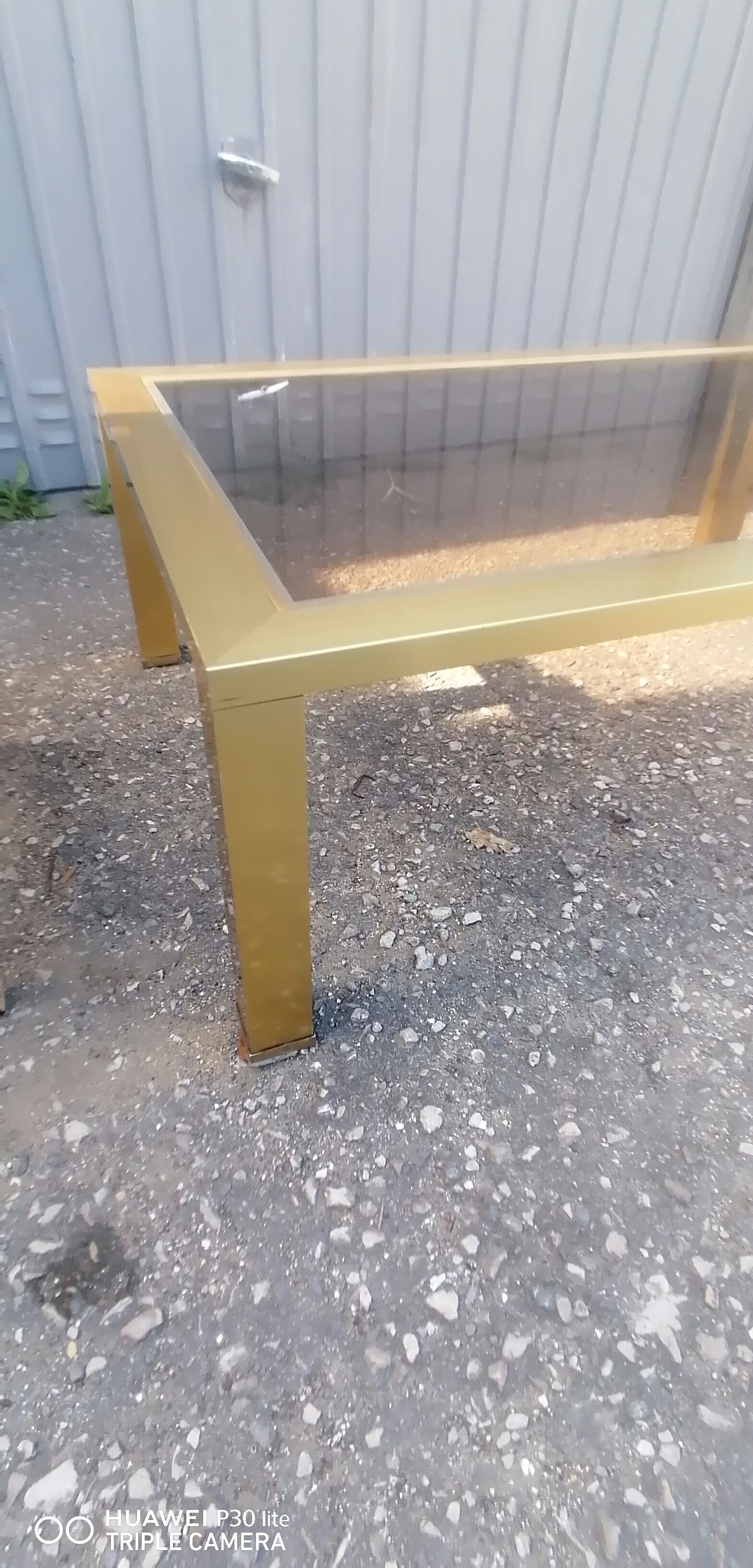 Vintage coffee table golden aluminum