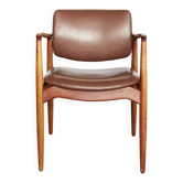 Chaise de capitaine vintage en teck par Erik Buch pour Ørum Møbler