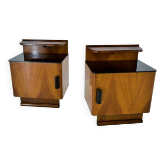 Paire de tables de chevet tchécoslovaques du milieu du siècle, années 1940