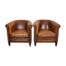 Vintage Dutch club chairs in cognac leather