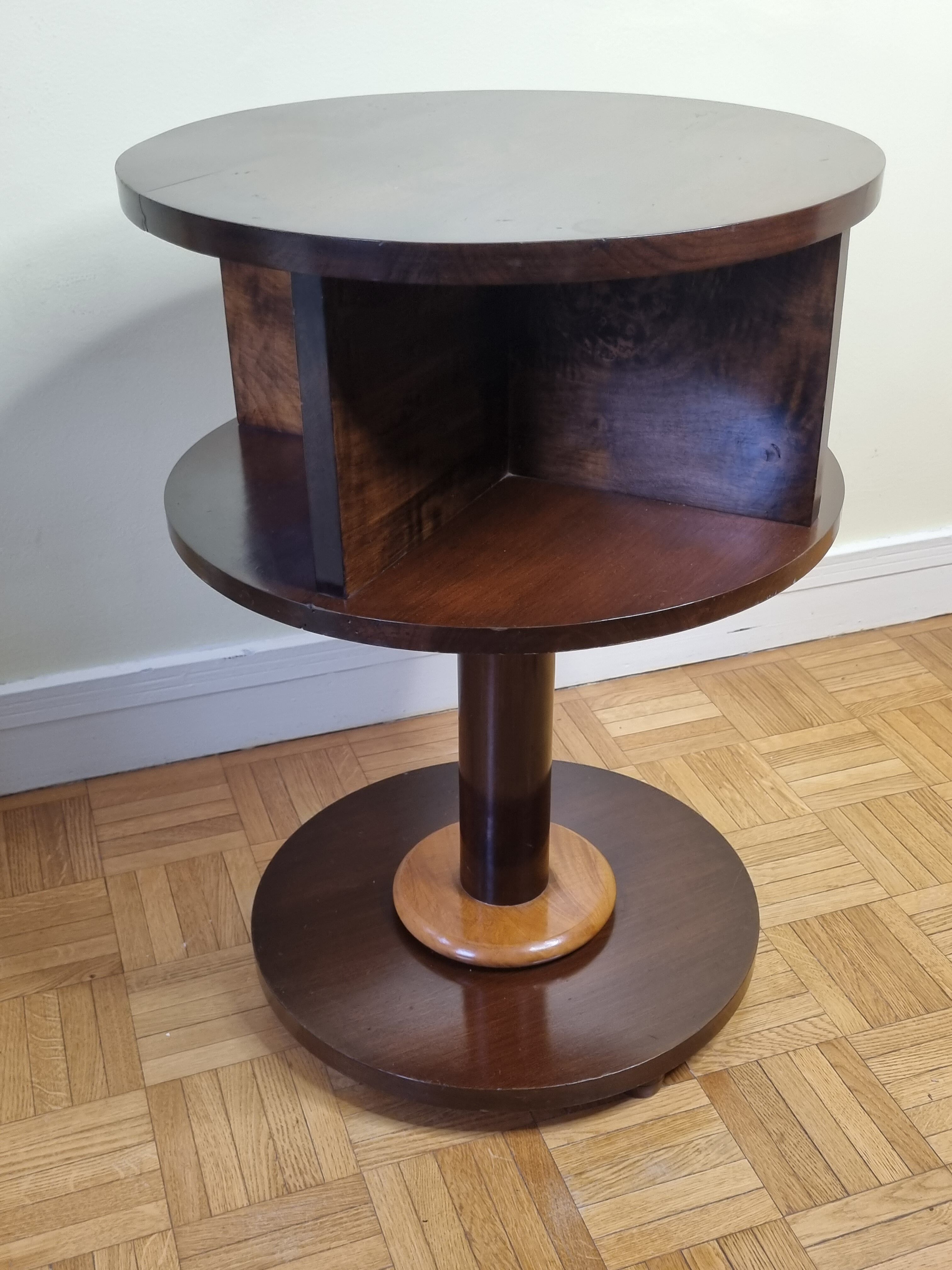 Solid wood pedestal table in Art Deco style