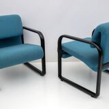 Post-Modern Italian Fabric and Metal Armchairs by Arflex, 70s