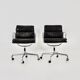 Black leather chairs with soft padding by Charles & Ray Eames for ICF, 1970s, set of 2