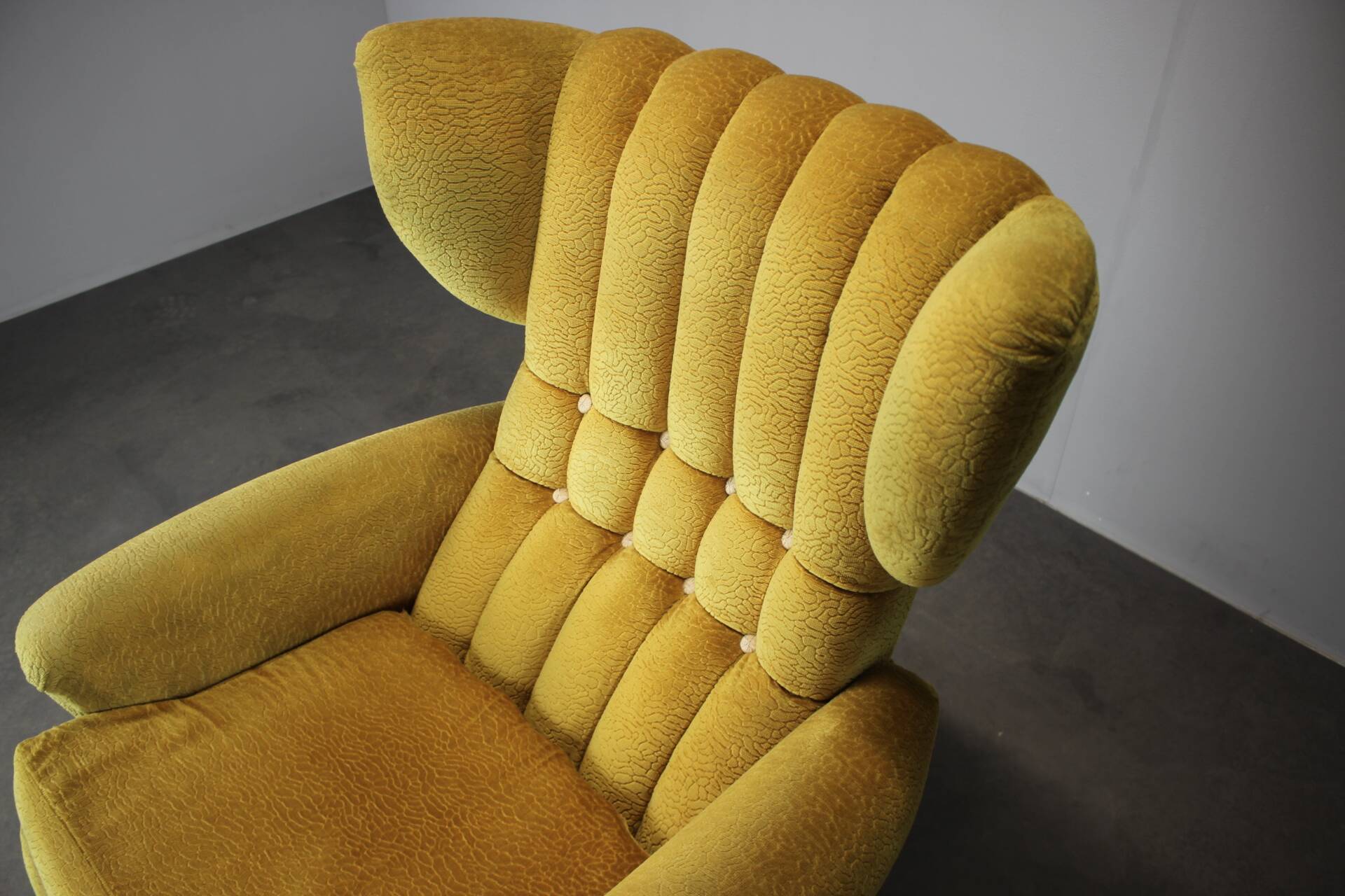 Mid-century style swivel wingback chair from the 1960s, Czechoslovakia