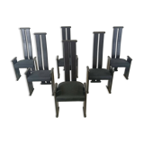 Post modern high back dining chairs, set of 6, 1970s