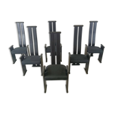 Post modern high back dining chairs, set of 6, 1970s