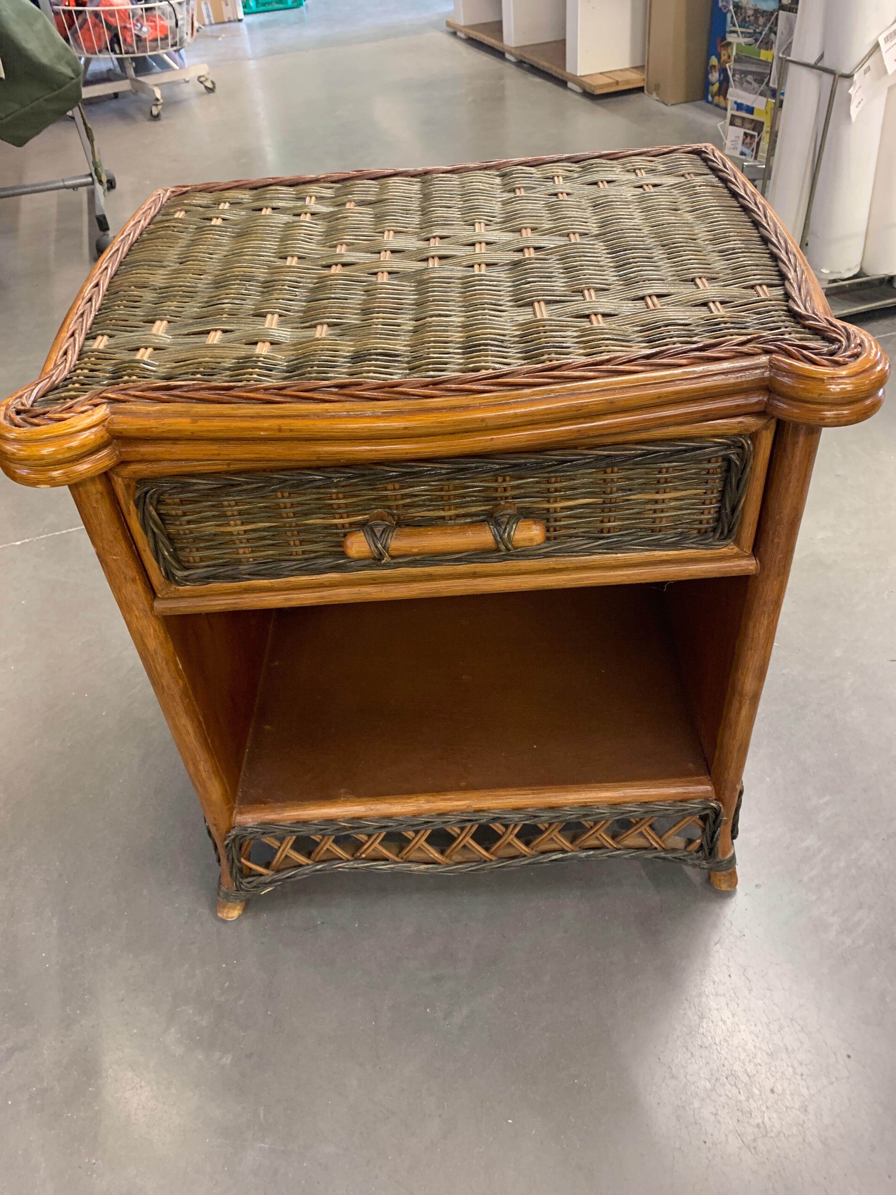 Vintage rattan bedsides pair
