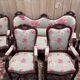 Napoleon III salon set 9 pieces solid mahogany rose fabric