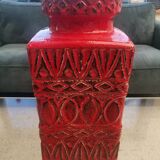 Large BAY Keramik Floor Vase 45 cm Red Vintage West Germany Bodo Mans