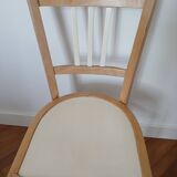 Refurbished wooden chair in beige porcelain
