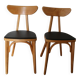 2 chaises Jurasiège hêtre clair skaï noir