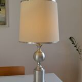 See delmas lamp 70's with fabric and metal lampshade