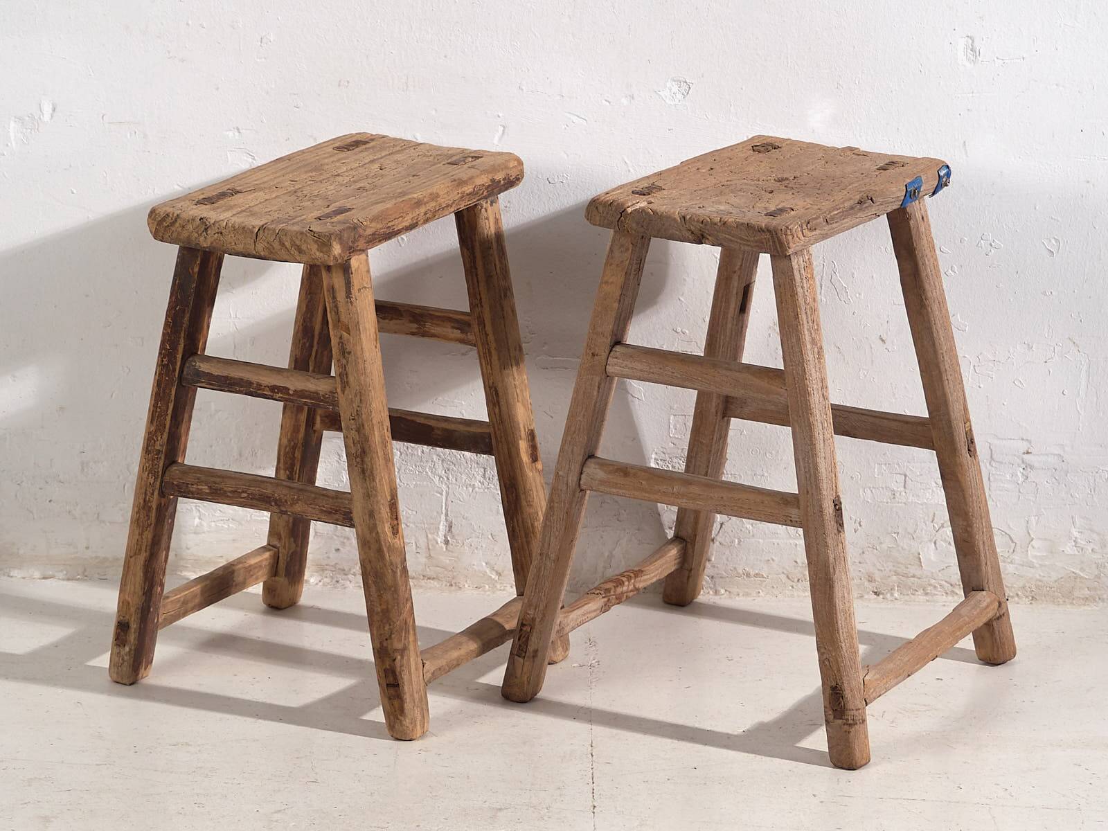 Pair of antique stools for bedside tables (circa 1900). Set of 2 pieces
