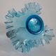Vintage blue glass decorative basket with frills, Drost, Europe, 1960s
