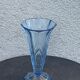 Blue molded glass vase in art deco relief