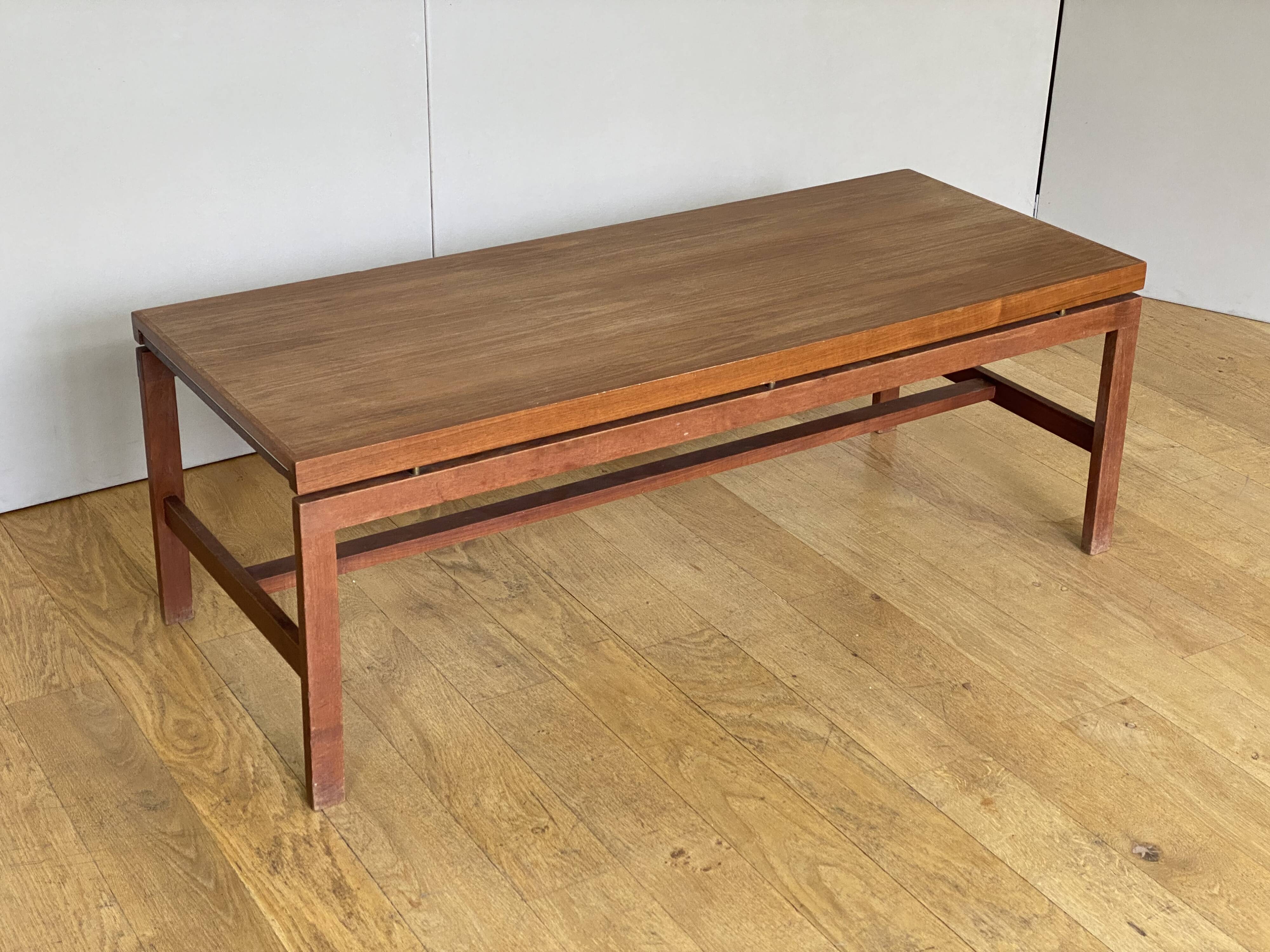 Scandinavian teak coffee table with extensions