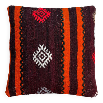 Vintage turkish kilim cushion cover , 40 x 40 cm