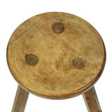 Antique Wooden Tripod Stool Milk Stool Early 20th Century Brutalism