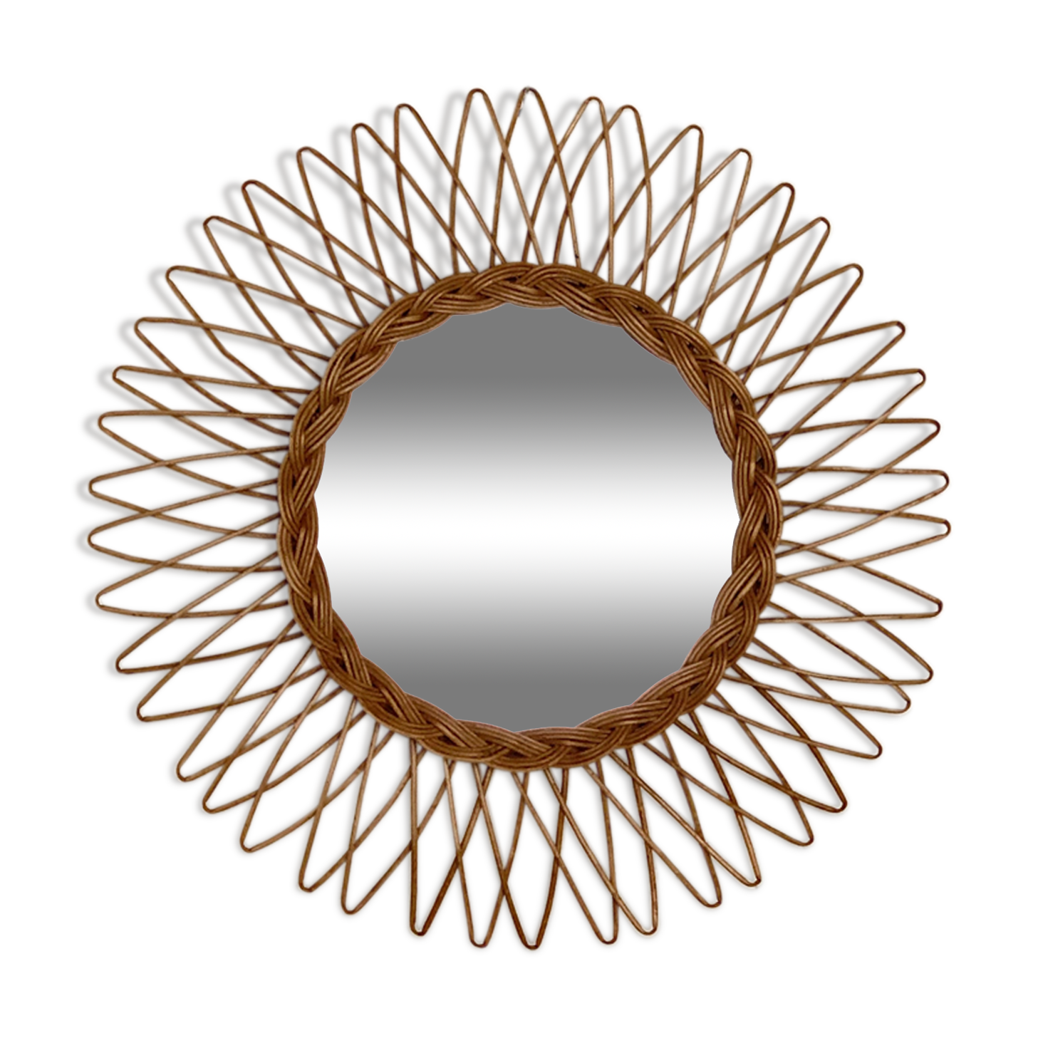 Vintage rattan sun mirror