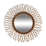 Vintage rattan sun mirror