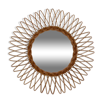 Vintage rattan sun mirror