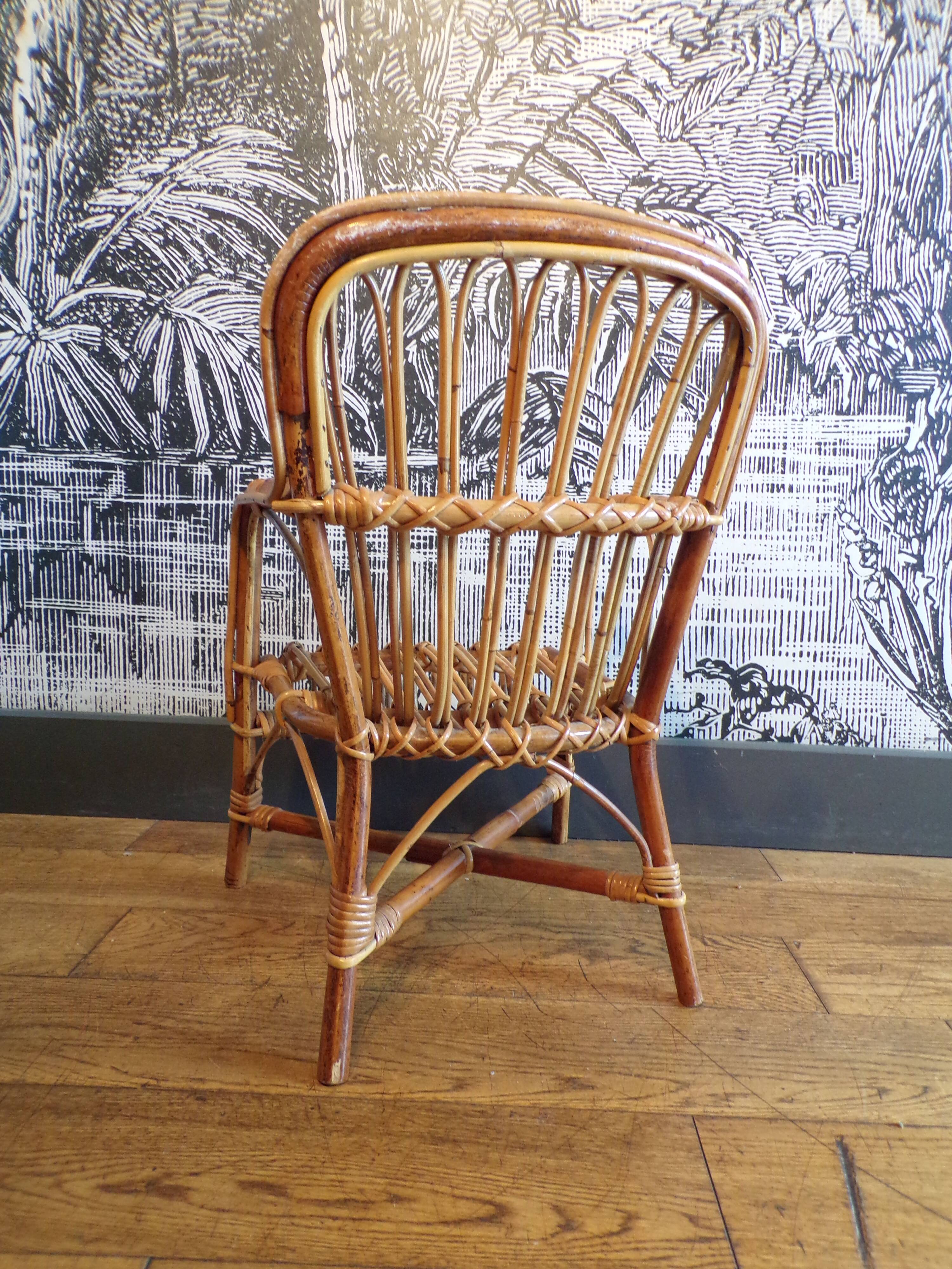 Fauteuil enfant vinatge en osier