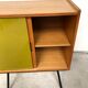 Vitrine petit meuble bois blond vintage années 60