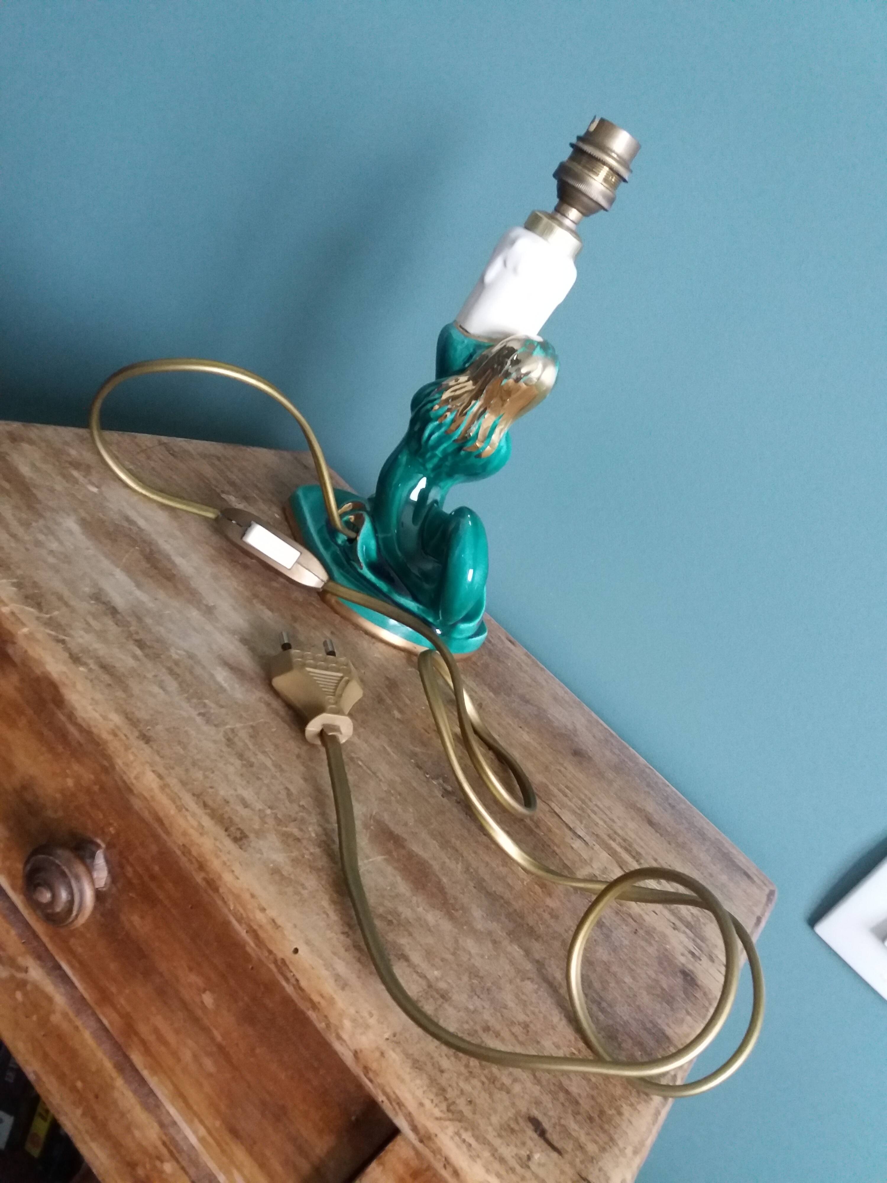 Emerald green mermaid ceramic table lamp