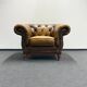 Fauteuil Chesterfield vintage en cuir marron
